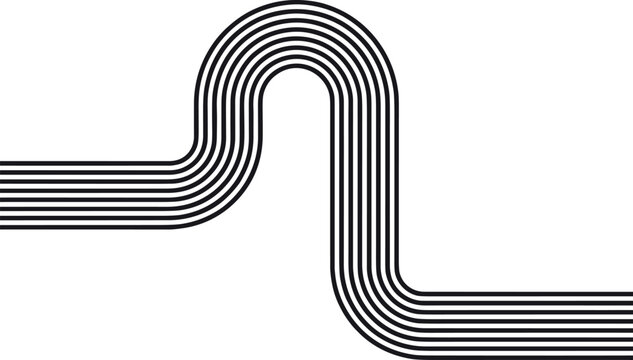 Abstract geometric design with parallel curved lines forming a winding path