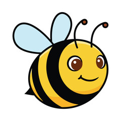 Obraz premium A cheerful cartoon bee with wings spread out and smiling face