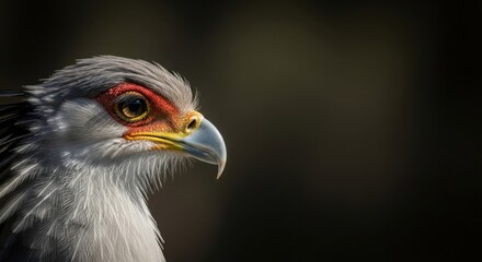 Obraz premium Cinematic Portrait of a Secretary Bird with Dramatic Rembrandt Lighting