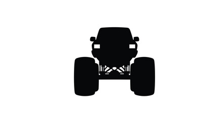 A striking black silhouette of a powerful monster truck vehicle © RASHIDA