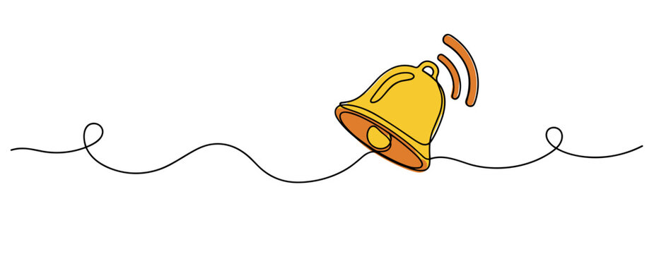 Bell ringing on continuous line with motion lines. no editable strokes