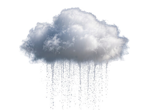Isolated dark storm cloud producing heavy rain with numerous falling water droplets