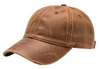 Fototapeta premium Isolated brown baseball cap with curved brim on transparent background