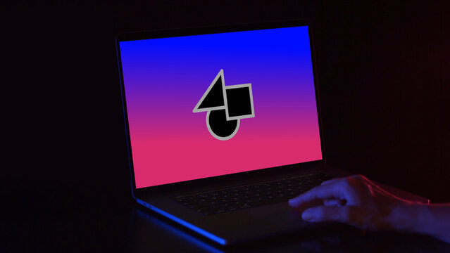 Laptop Dark Mockup 2 Pan Scroll Down Color &ndash; Modern Notebook Screen Presentation in Dark Theme, Minimal Black Device Display, Website and App UI UX Showcase Template