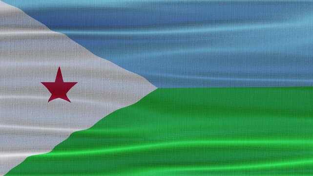Djibouti flag waving in the wind with high quality fabric texture