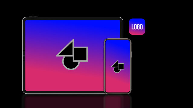 Responsive Devices Dark Mockup 2 &ndash; Desktop Laptop Tablet Smartphone Black Theme Presentation, Multi Screen Display for Website and App UI UX Showcase Template