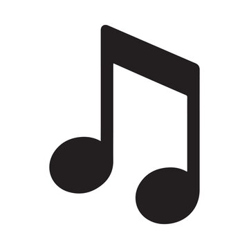 A single black eighth note symbol on a white background vector graphic