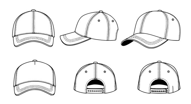 Baseball cap mockup vector illustration set EPS10 isolated on white