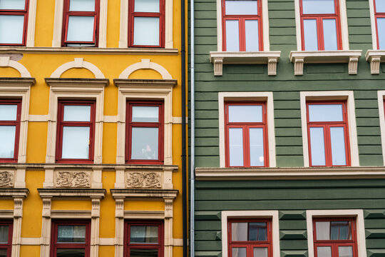 Facades of Gr&uuml;nerl&oslash;kka in Oslo.