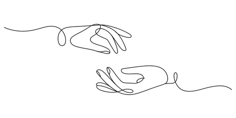 A minimalist and artistic depiction of two human hands gracefully extended towards one another creating a powerful visual narrative of connection and human interaction that transcends language barrier © Pabon Art Gallery