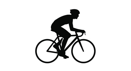 Obraz premium Silhouette of a cyclist riding a road bike in a dynamic pose