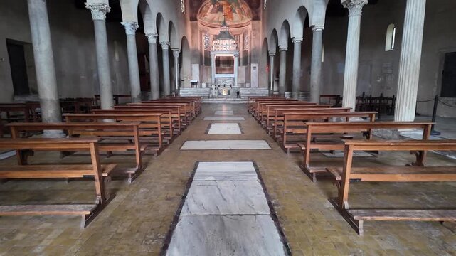 Interior Of San Giorgio Al Velabro Church Rome Slow Motion