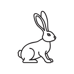 Obraz premium A simple line drawing of a sitting rabbit with long ears outlined clearly.