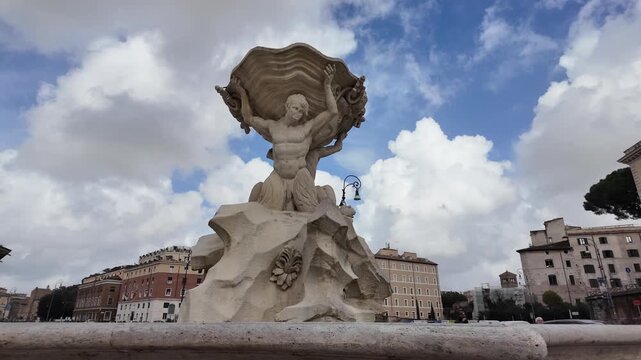 Fontana Dei Tritoni And Santa Maria In Cosmedin Rome Slow Motion