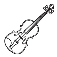 Fototapeta premium An outline illustration of a violin instrument is shown clearly.