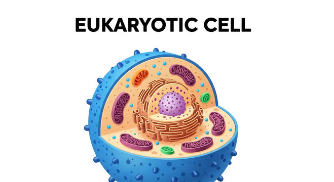 A detailed illustration of a eukaryotic cell showcasing its complex internal structure and organelles.