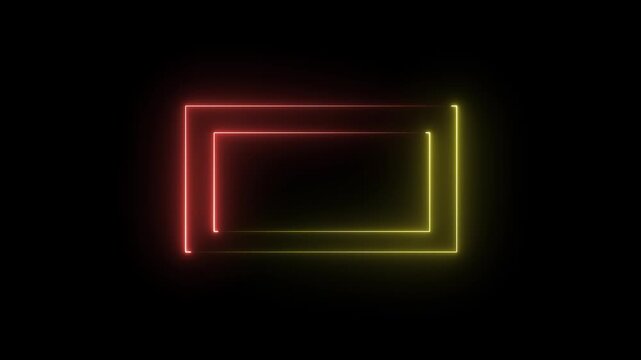 Neon light square frame. box with let glow . laser gradient border.glowing colorful rectangle frame perfect vector clip art for your design. neon rectangular frame vector On Black Background 4k video.