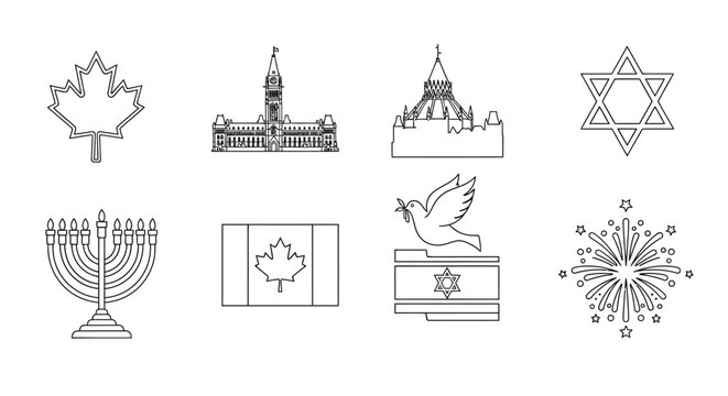 Symbols of canada faith and celebration in minimalist line art style