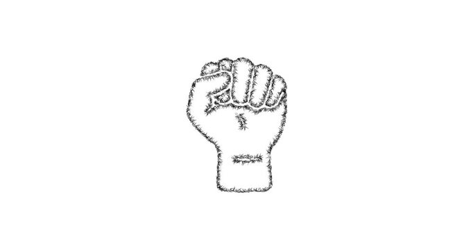 Sketch raised fist icon animation - smooth progressive reveal