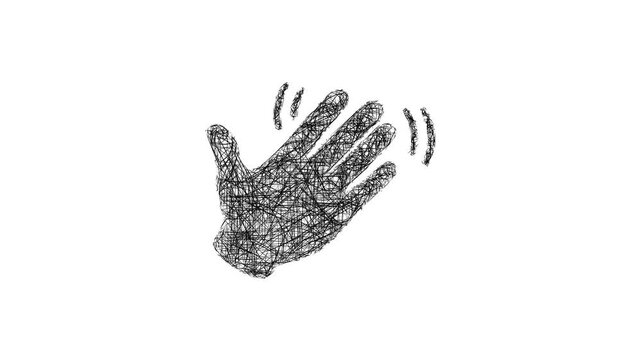 Sketch waving hand icon animation - smooth progressive reveal