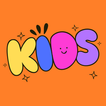 Lettering Kids Colorido Tipografia Infantil Bubble e Divertida em Vetor