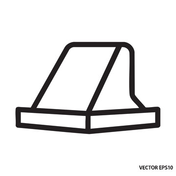A clear outline of a wheel chock on a plain background in vector format