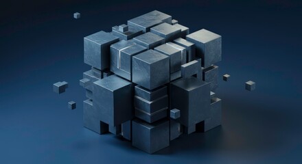 Fototapeta premium 3D cubes falling apart slowly.