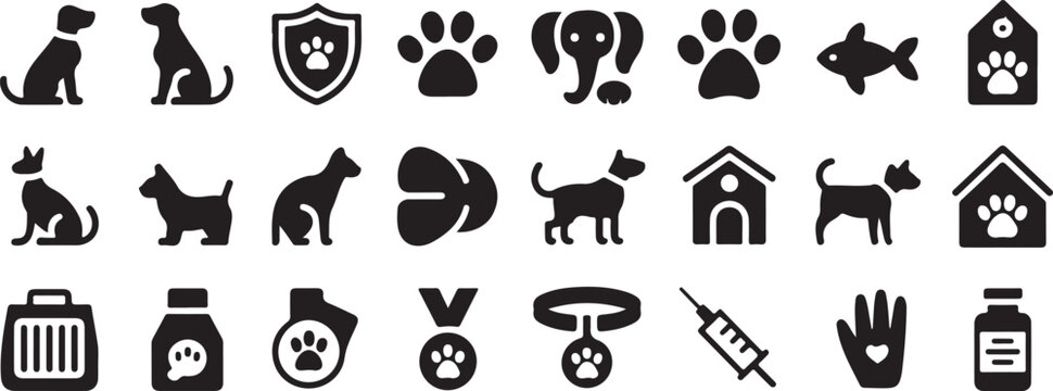pet icon collection veterinary care symbols and signs