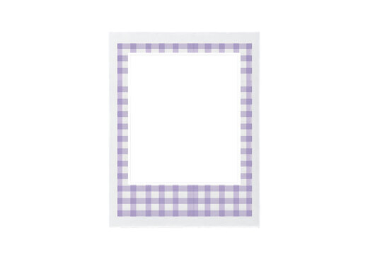 Purple Gingham Polaroid Overlay PNG Without Background for Aesthetic Scrapbook Design