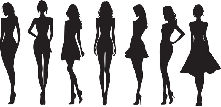 Silhouettes of women in dresses.