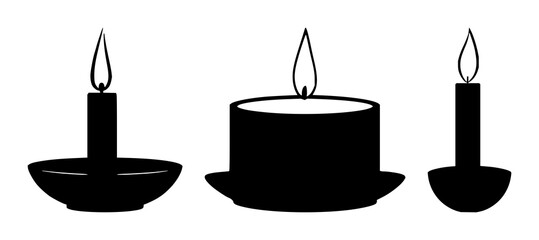 Fototapeta premium Candles set with single candle silhouette in holder featuring candle, holder, silhouette with black and white and decorative and ornamental