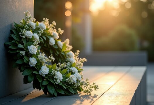 Salute of Valor Honoring Service Veterans Simple Memorial Wreath Fresh Greenery Reflection