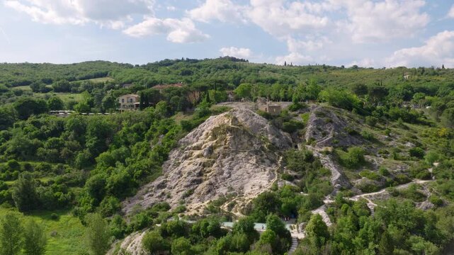 Aerial View of Antiche Terme Romane Libere Hillside, Tuscany