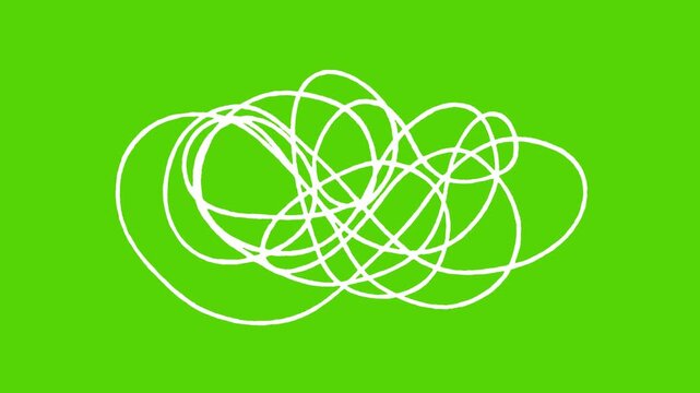 Chaotic Scribble Loop Animation on Green Screen Confusion Concept Motion Graphic for Stress and Overthinking Visual