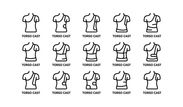 Diverse torso cast styles illustration with various designs