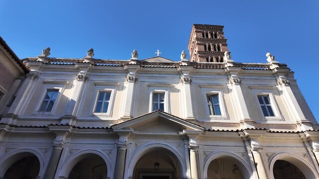 Exterior View Of Historic Basilica Facade Rome Italy