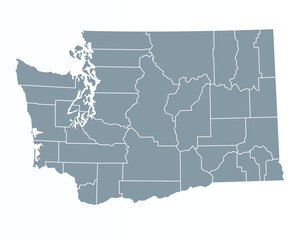Fototapeta premium Map of Washington state with counties borders