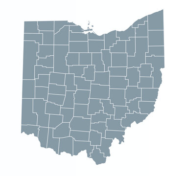 Map of Ohio state with counties borders