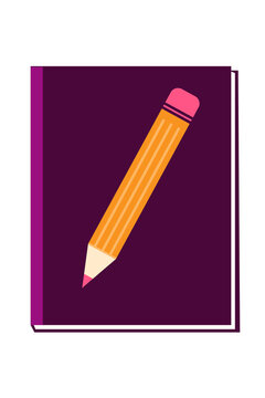 Colorful flat illustration of notebook and pencil, education and writing concept, school supplies icon, simple modern design for learning, note taking, study. Simple modern learning graphic PNG
