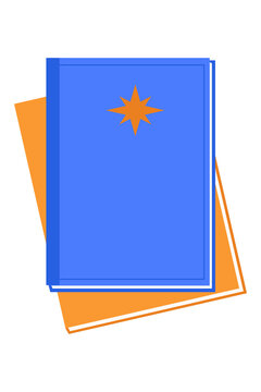 Two books with star icon, hand-drawn vector illustration for reading, education, knowledge, learning, literature, library, magic, spells. Ideal for educational, creative and fantasy designs. PNG