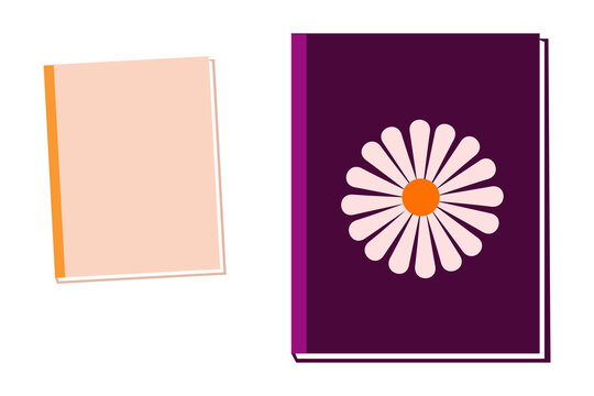 Notebook and journal vector illustration with floral cover design. Cute stationery and planner elements, writing supplies and organization tools for journaling, productivity and school. High-res PNG 