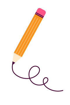 Pencil with writing line icon, vector illustration for drawing, handwriting, note-taking, creativity, education, school projects, design, artistic and learning concepts, design, UX/UI. High-res PNG