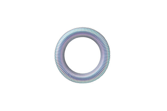 Iridescent holographic torus shape on transparent background