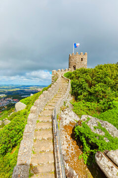 Visit to the historic Castelo dos Mouros with its winding path and scenic views in Sintra, Portugal