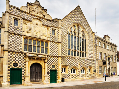 Historic Guildhall building features intricate patterns and solid structure in Kings Lynn Norfolk