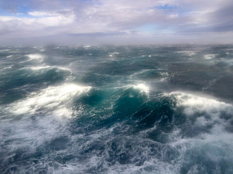 Gale force winds impact National Geographic Resolution in Tanaga Bay in Alaska during rough sea conditions