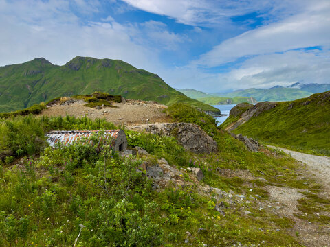 Remains of World War II bunker abandoned in Unalaska located in Alaska