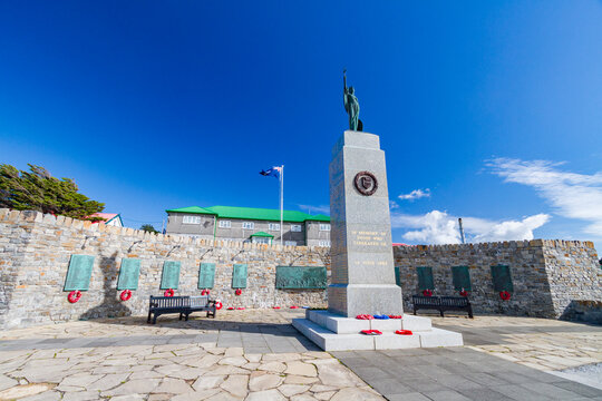 War memorial in Stanley honors those who lost their lives in the Falklands conflict