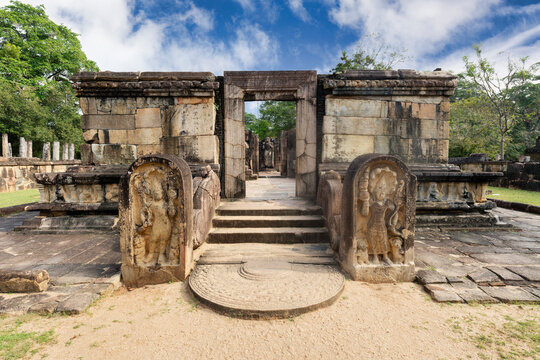 Buddha tooth relic temple site in ruins of Polonnaruwa garden-city from the 12th century in Sri Lanka