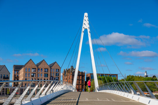 Govan-Partick Bridge spans over the River Clyde connecting two parts of Glasgow with a modern design